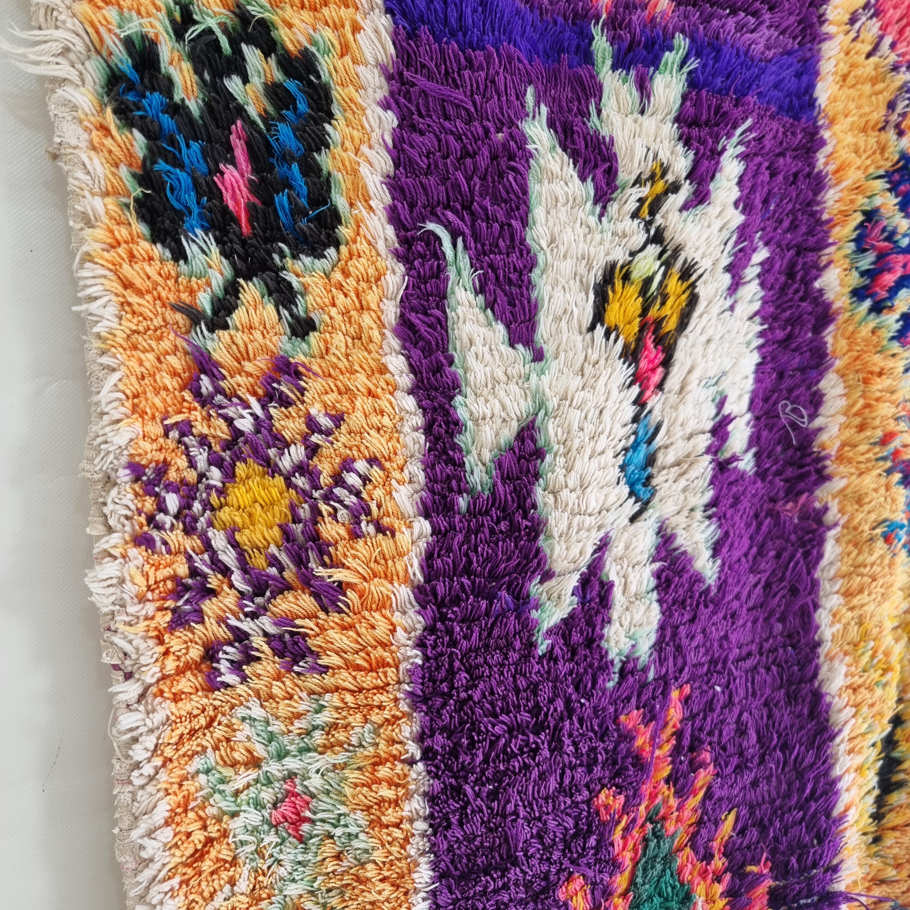 Vintage Colorful Boujaad Runner Rug - 8.10 x 2.8 Ft Irregular Handknotted Moroccan Hallway Rug MoroccanBazzArts