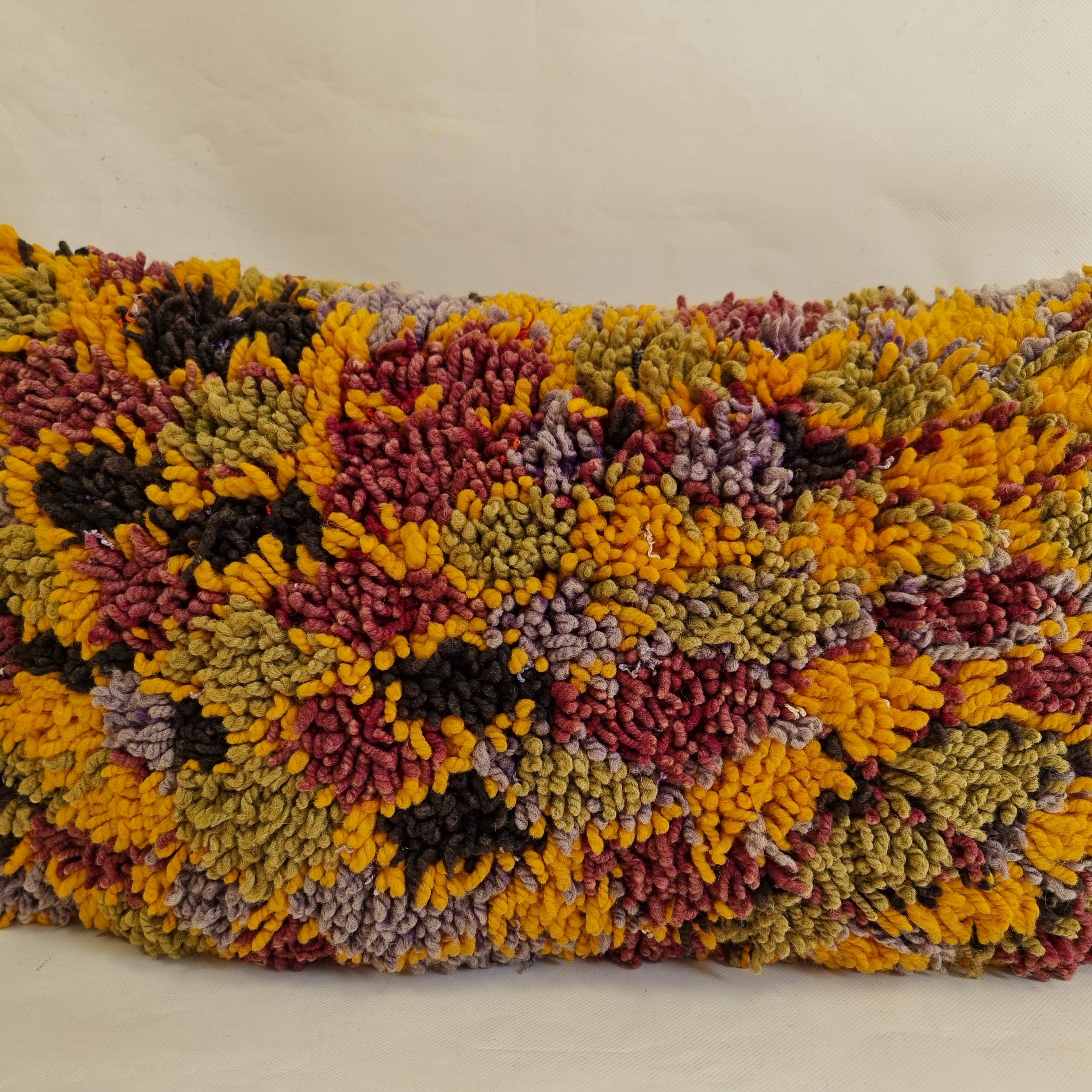 Authentic Aït Bou Ichaouen Berber Lumbar Pillow | Vintage Hand-Knotted Wool | 14" x 25" MoroccanBazzArts